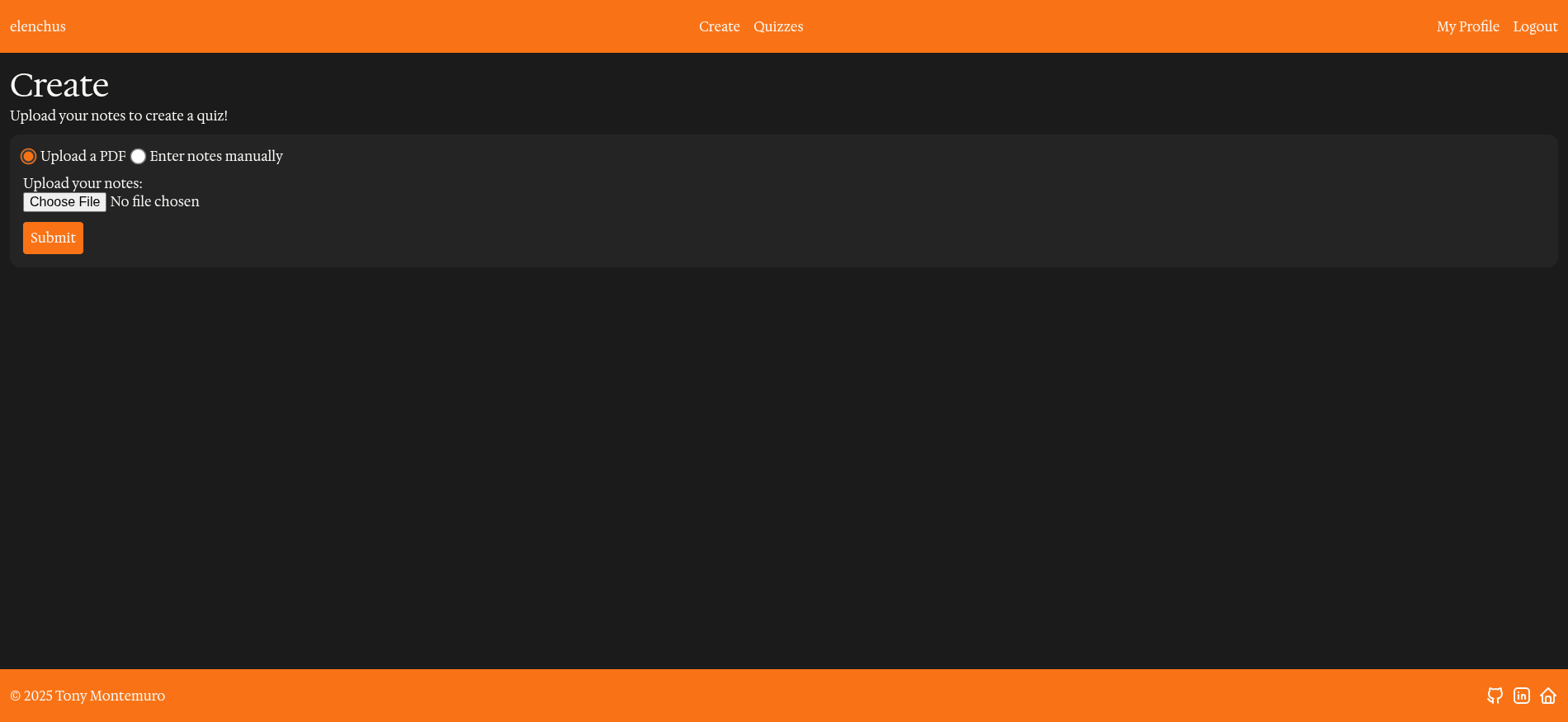 Elenchus create quiz page